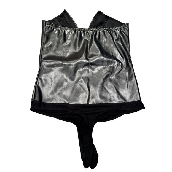 Blue Blush – Leader V-Neck Strapless Bodysuit – Black Leather – S - Picture 6 of 6